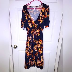 Isabel Maternity Navy Floral Wrap Dress